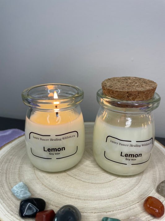 Lemon scented soy candle